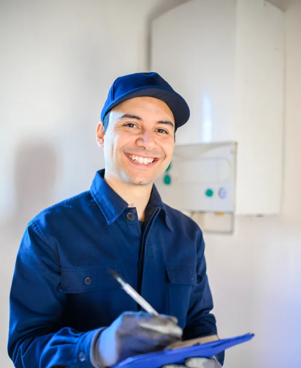 Hot Water Tank Repair, Hot and Cool HVAC technician on-site in Calgary